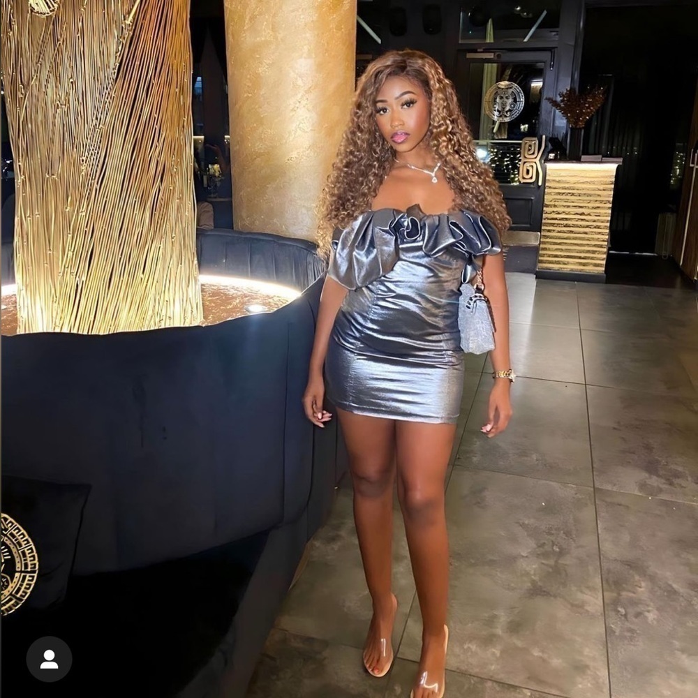 Zara voluminous short dress silver 7707 308